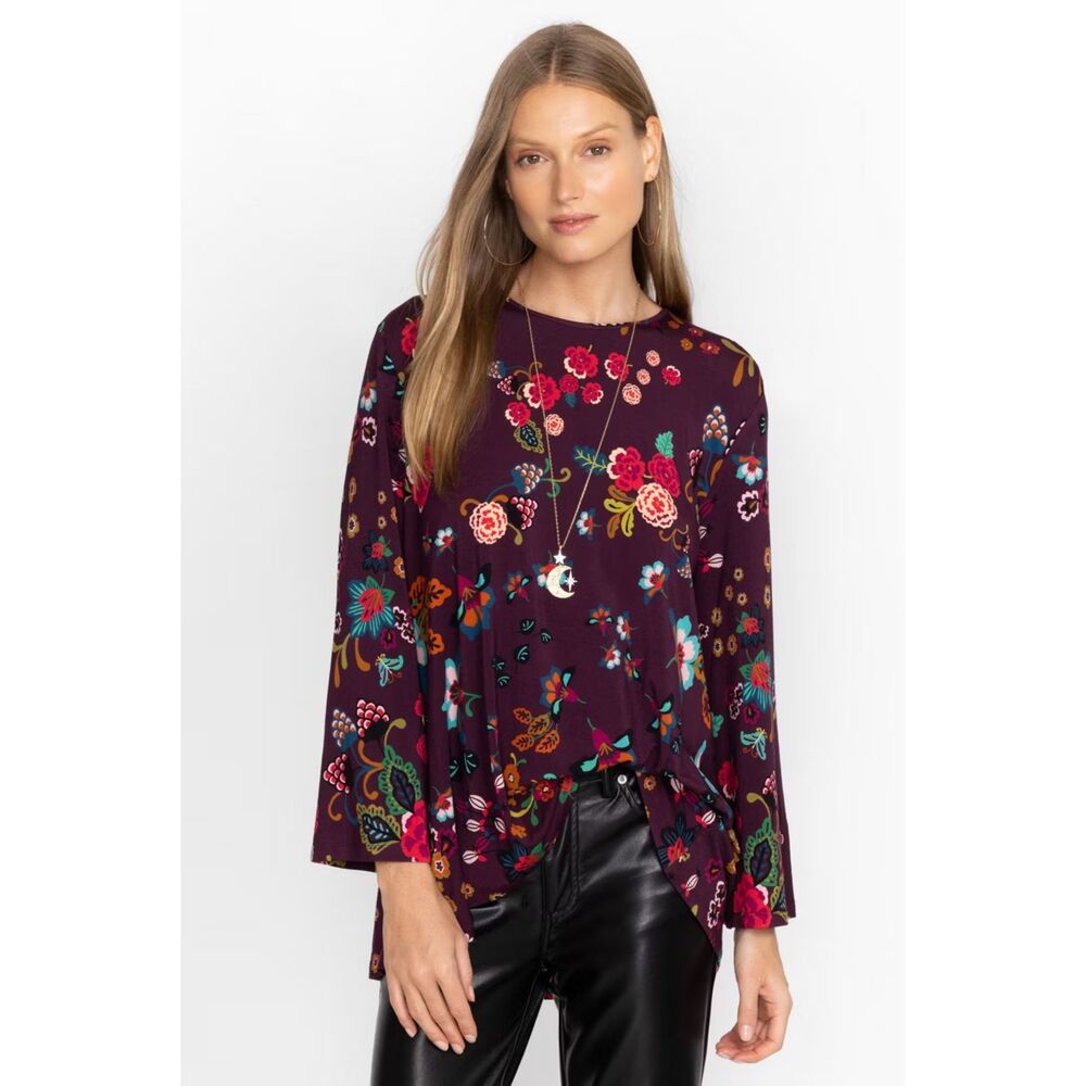 Johnny Was The Janie Favorite Floral High Neck Adriana Swing Tunic Top S NWOT